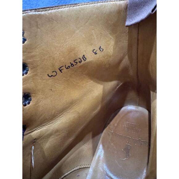 Ralph Lauren Bench Made England CapToe LaceUp Brown Boots Women 8B Heritage FLAW - Picture 8 of 15